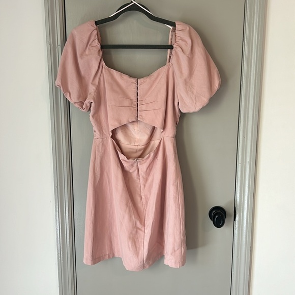 ASTR The Label Linen Pleat Front Mini Dress - Dusty Rose Medium - Picture 7 of 11